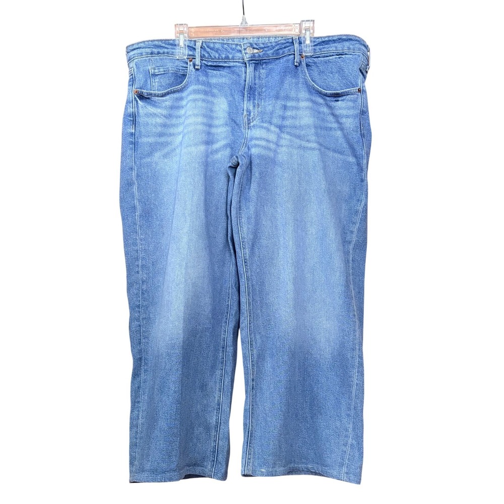 Old Navy Women's Blue Denim Wide Leg Cropped Everyday Party Jeans Size 18